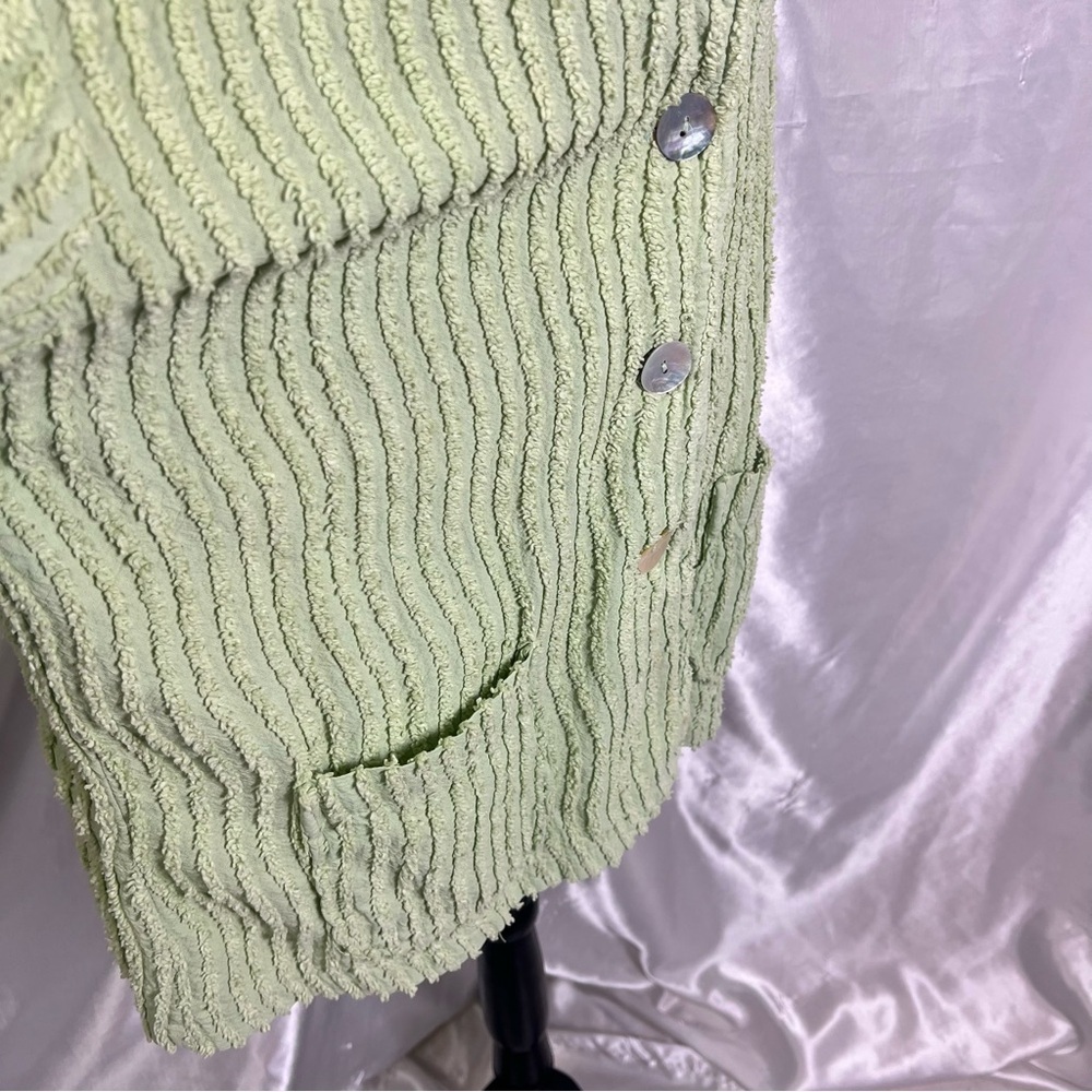 Vintage Amica Green Textured Cotton Button-Up Cardigan Blazer – Size Large - Picture 7 of 9